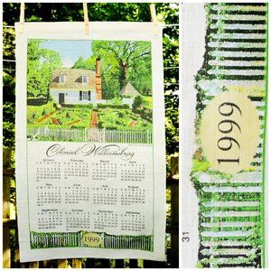 VTG 1999 Colonial Williamsburg VA Calendar Towel John Blair's Kitchen & Gardens
